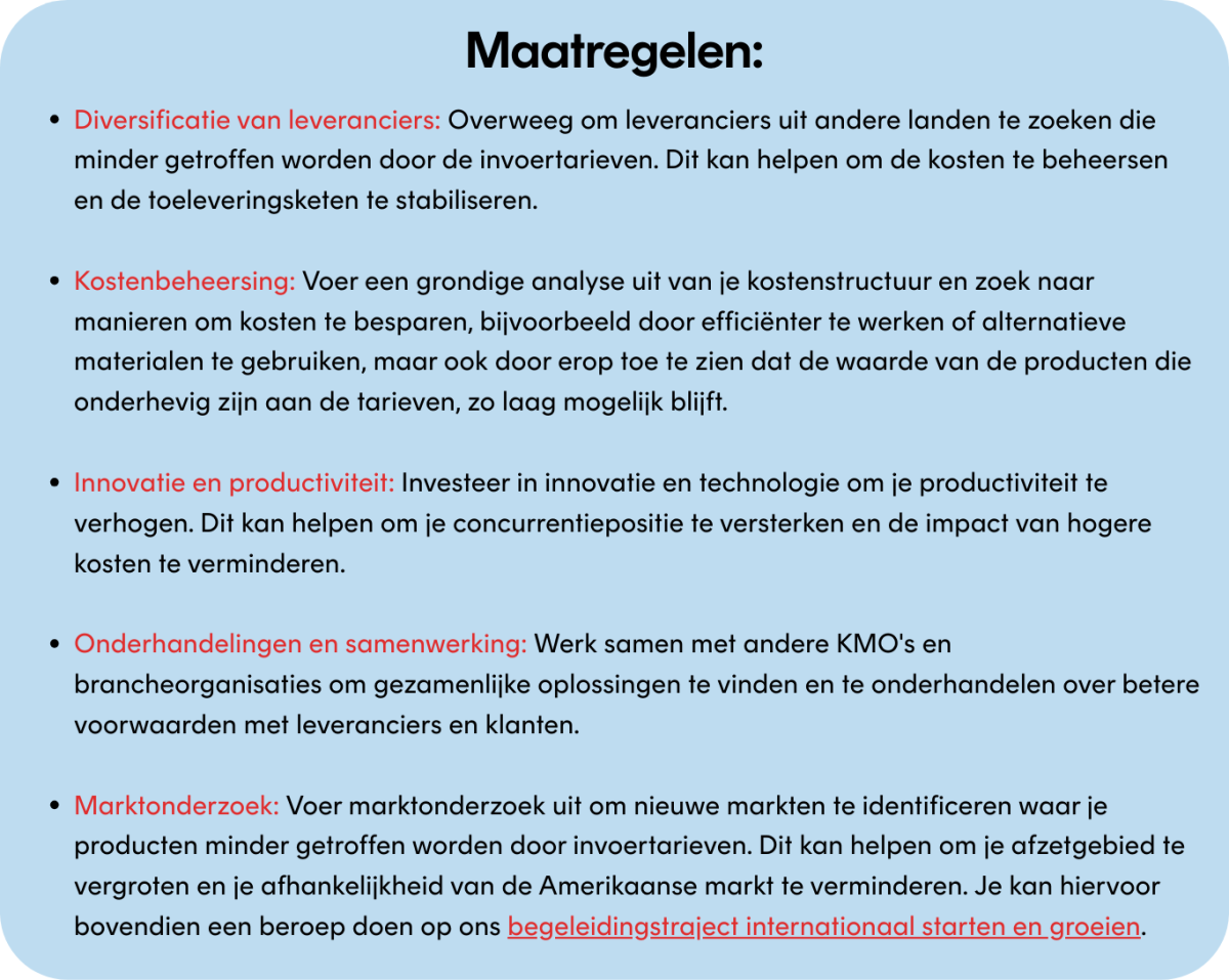 Maatregelen die bedrijven kunnen nemen als reactie op de Amerikaanse invoertarieven